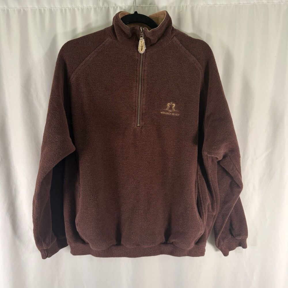 Monarch Beach Straight Down Sweater Men's Medium Red Fleece 1/4 Zip Pullover